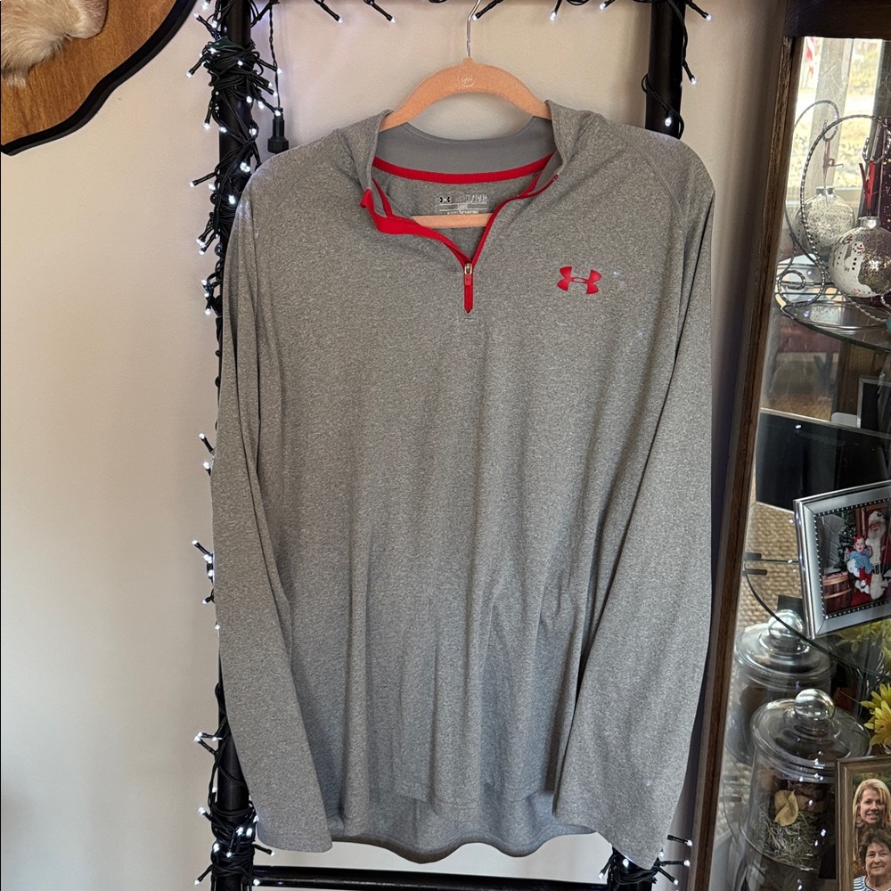 Under Armour Gray Pullover with Red Trim